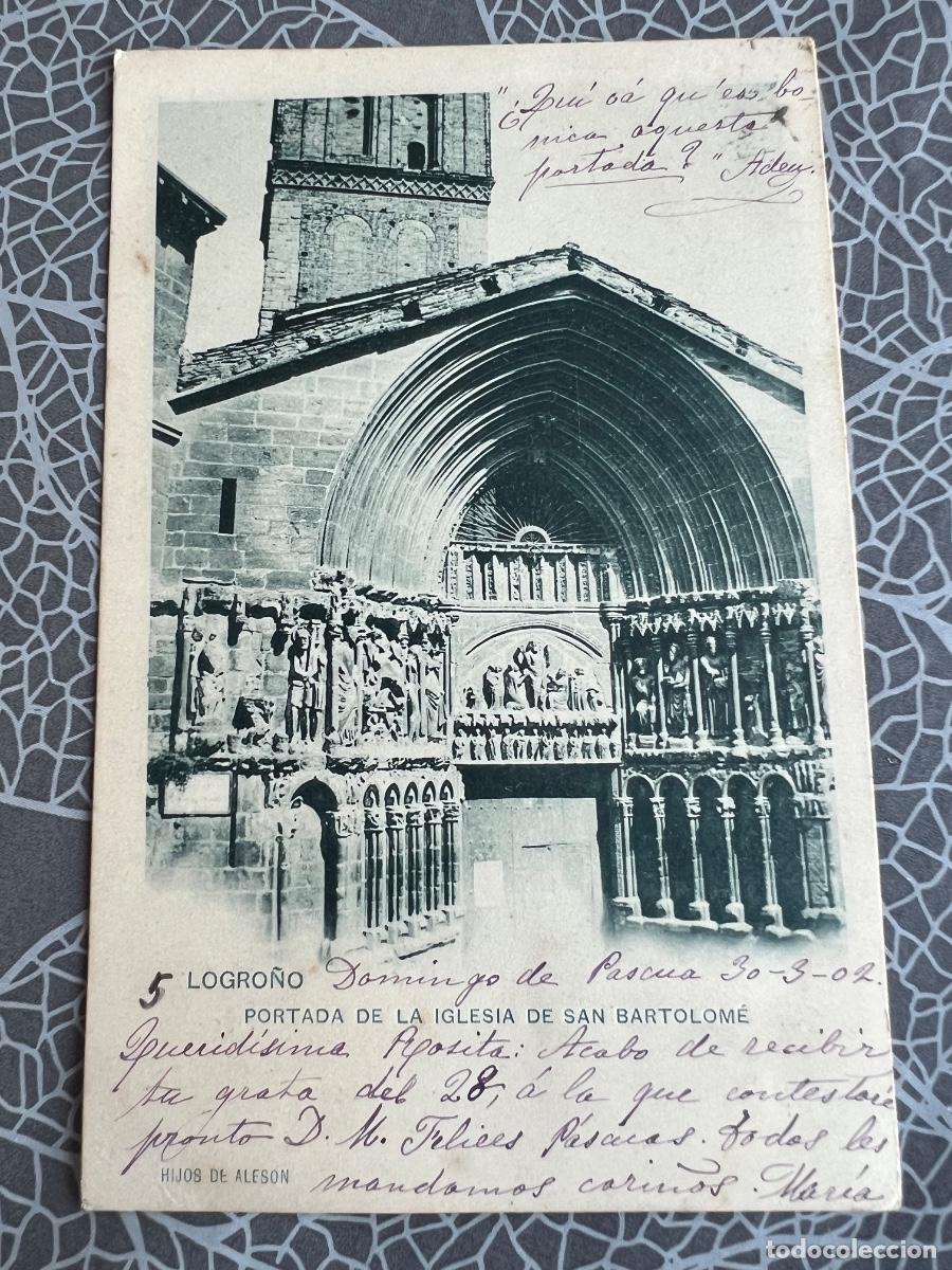 Cartes Postales: LOGRO&Ntilde;O PORTADA IGLESIA SAN BARTOLOME 1902 HIJOS DE ALESO TARJETA POSTAL