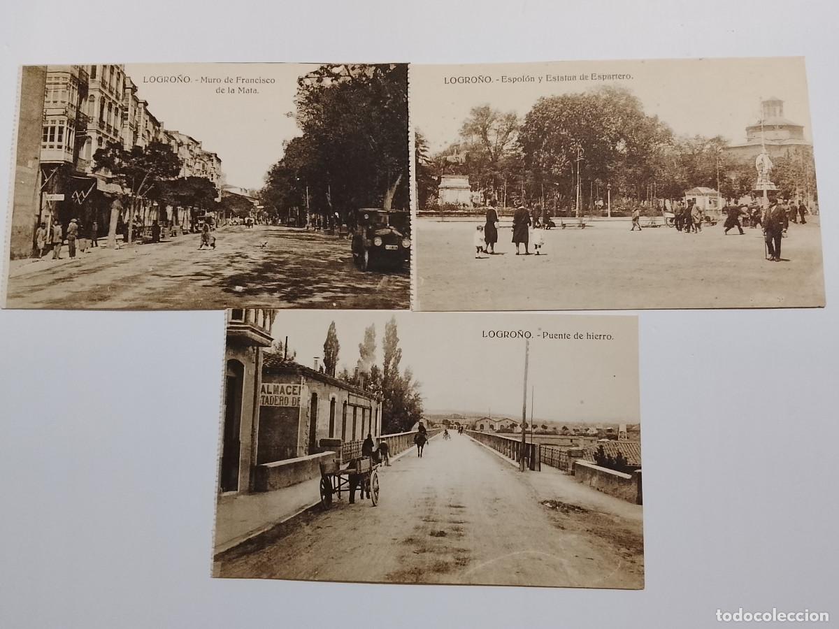 Postales: Lote de 3 postales de Logro&ntilde;o - Foto 1