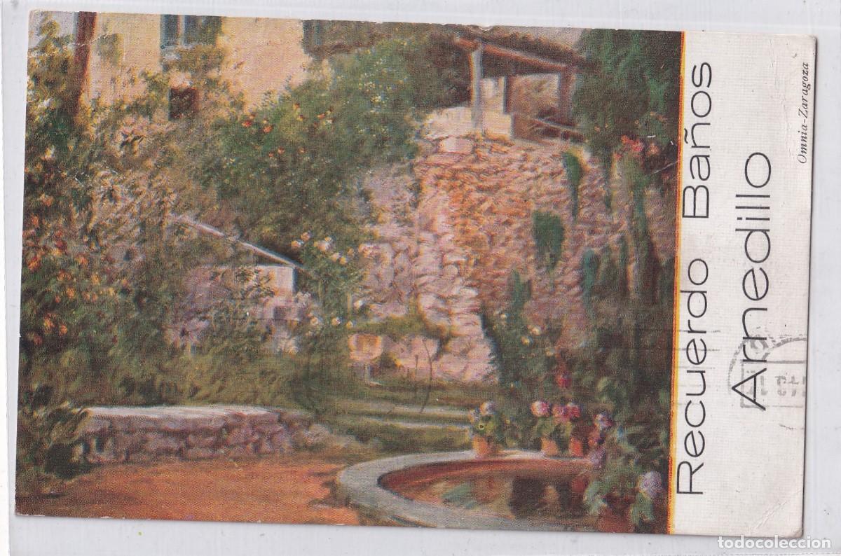 Postais: Recuerdo Ba&ntilde;os Arnedillo. Omnia Zaragoza. 820 Jard&iacute;n abandonado. El&iacute;seo Mifren. Circulada. Logro&ntilde;o