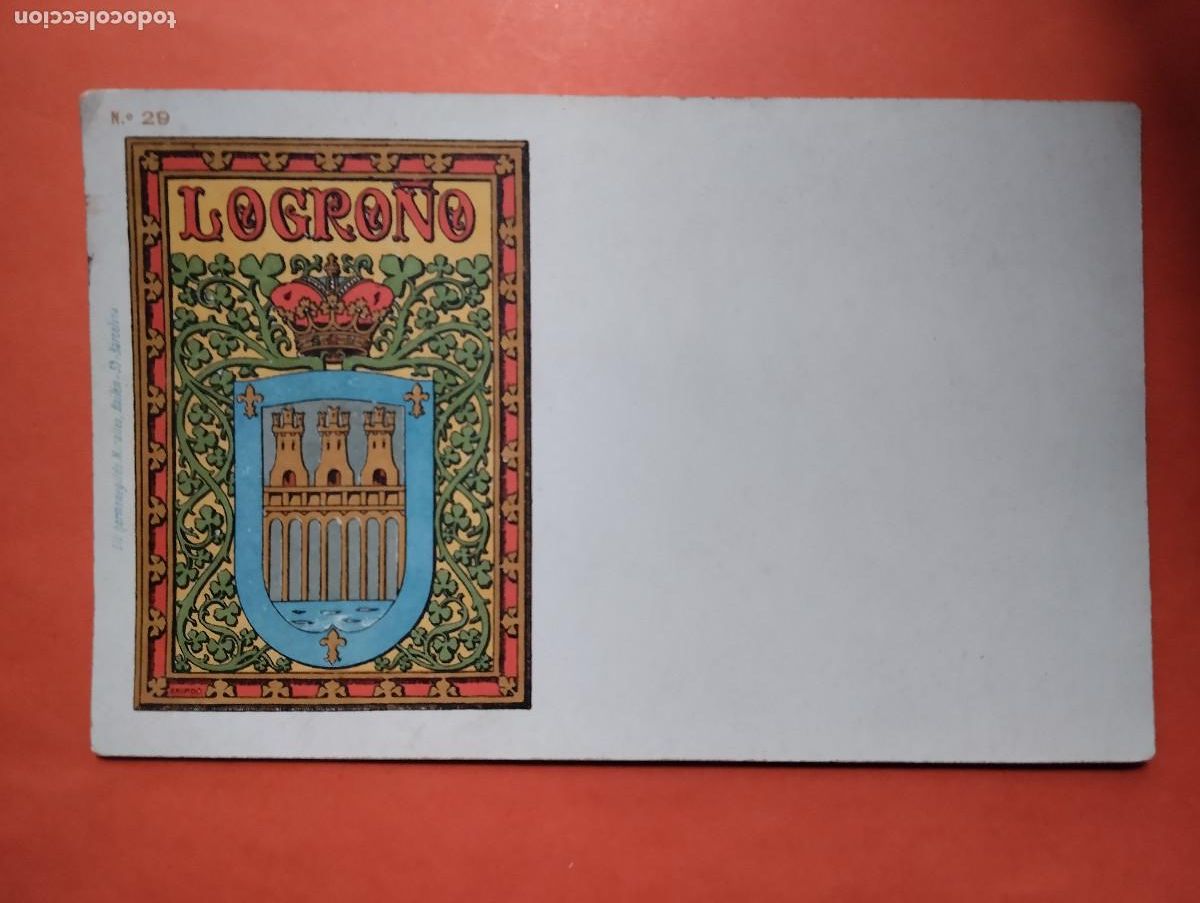Postales: POSTAL N&ordm; 29. ESCUDO DE LOGRO&Ntilde;O LIT HERMENEGILDO MIRALLES.