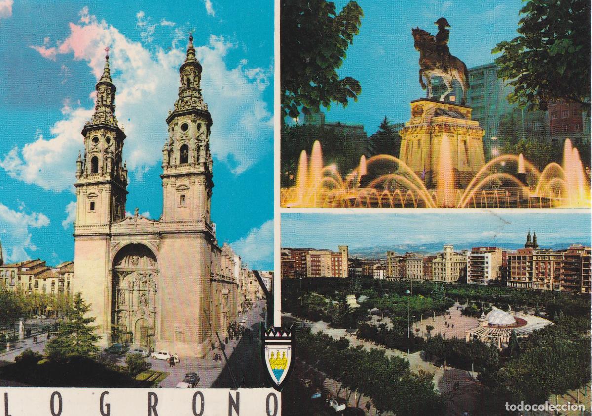Postales: LOGRO&Ntilde;O, VARIOS ASPECTOS DE LA CIUDAD - EDICIONES ARRIBAS N&ordm;2014 - ESCRITA 1968