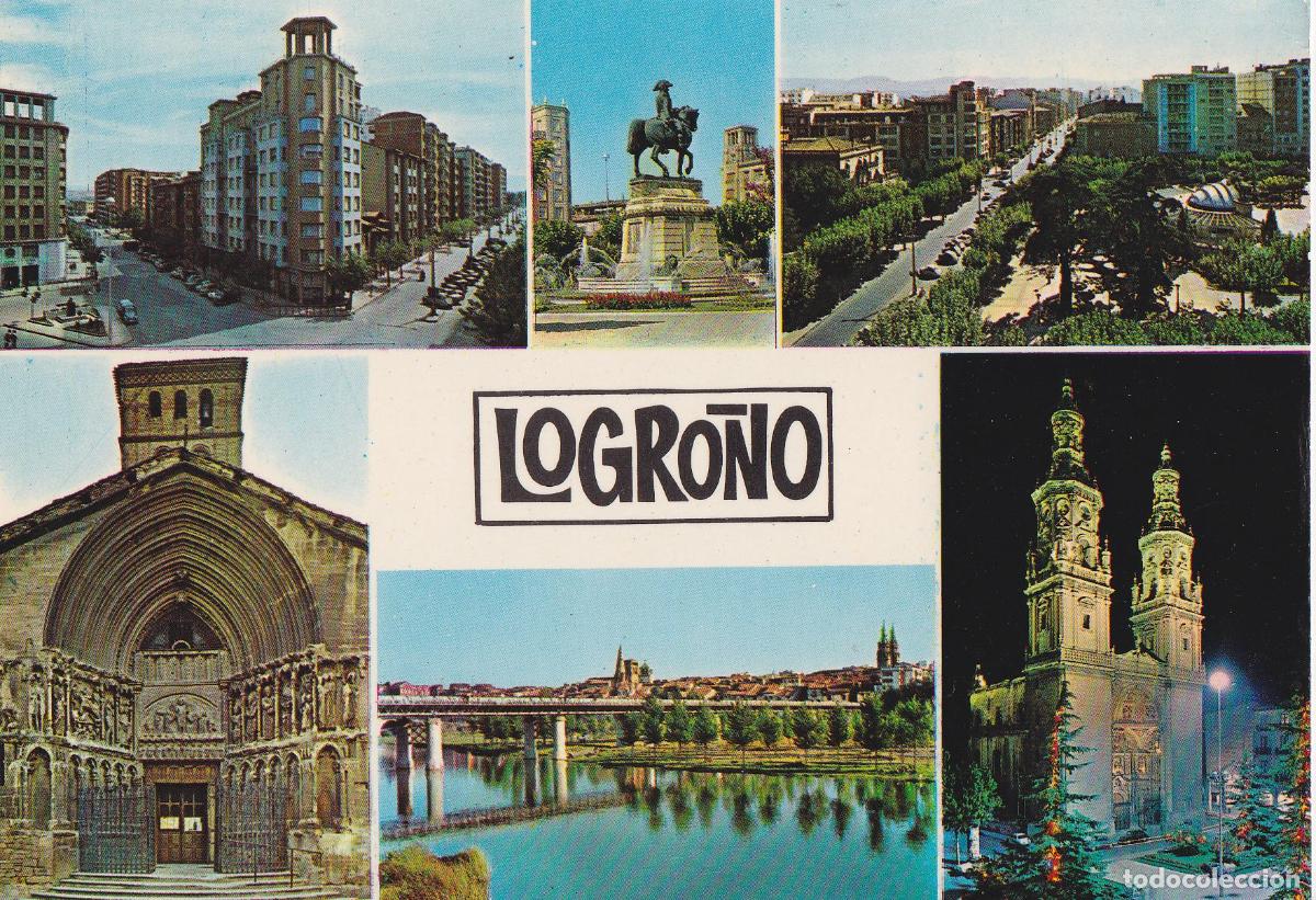 Postales: LOGRO&Ntilde;O, VARIAS VISTAS DE LA CIUDAD - EDITA BEASCOA N&ordm;7447 - ESCRITA 1970