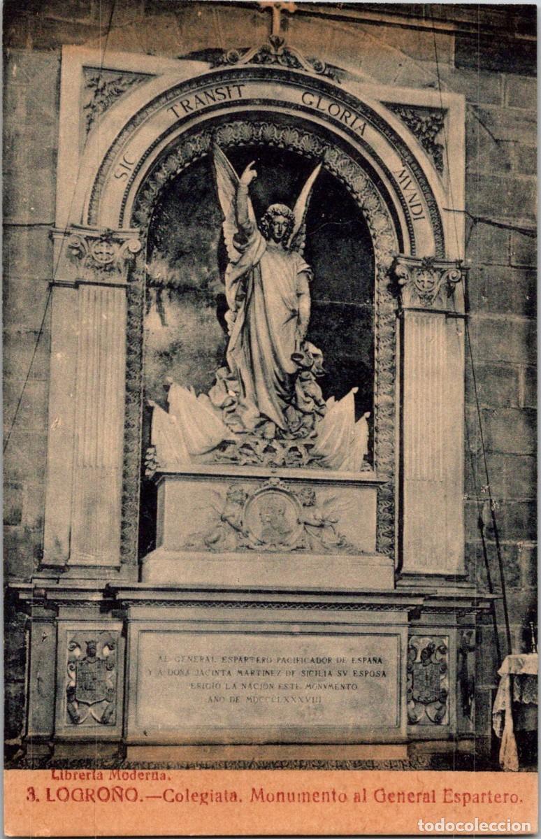 Postales: Logro&ntilde;o - Colegiata - Monumento al General Espartero - Foto Gildo - Librer&iacute;a Moderna 3 - 139x90mm