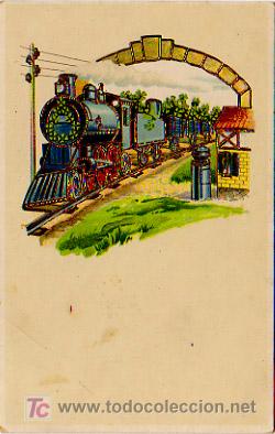 Postales: FERROCARRILES. CON RELIEVE Y DORADOS. C. 1910 - Foto 1