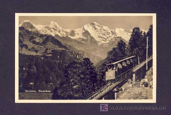Postales: Postal de Interlaken (Suiza). Tren funicular - Foto 1