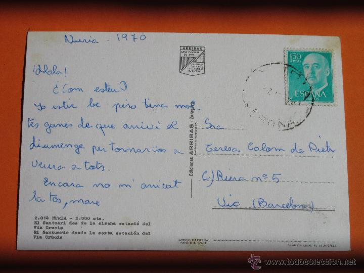 Postales: POSTAL - NURIA - ARRIBAS - CIRCULADA 1970 - Foto 2