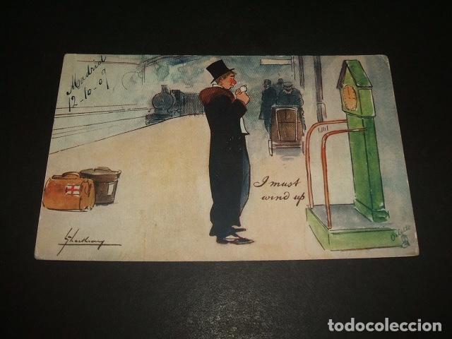 Postales: ESCENA EN ESTACION POSTAL ILUSTRADA - Foto 1