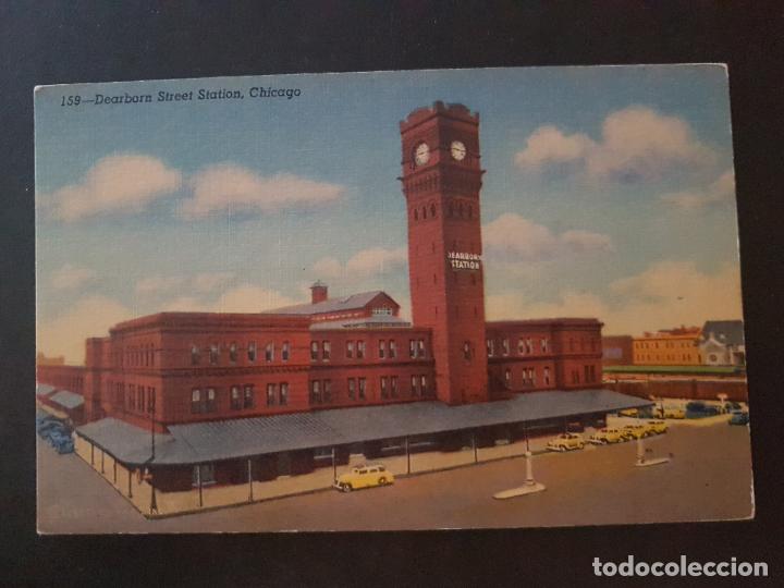 Postales: CHICAGO ESTACION FERROCARRIL POSTAL ANTIGUA - Foto 1