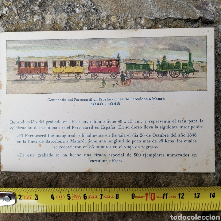 Postales: Postal de 1948, Centenario del Ferrocarril en Espa&ntilde;a 1848-1948 - Foto 1