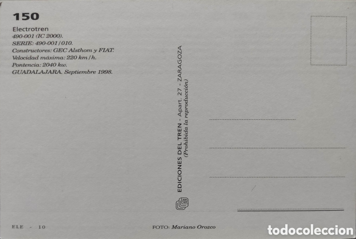 Postales: Postal n&deg;150 Ediciones del tren ferrocarril Renfe - Foto 2