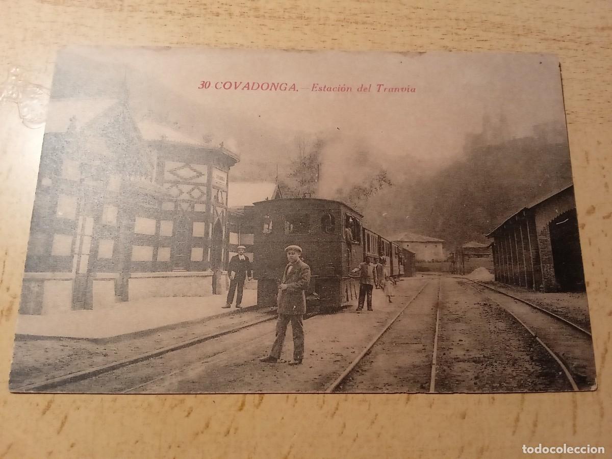 Postales: Covadonga. Estacion del tranv&iacute;a. - Foto 1