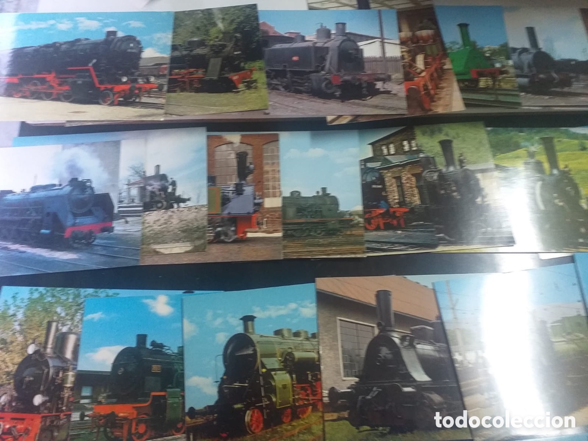 Postales: 32 postales de locomotoras de tren. - Foto 1