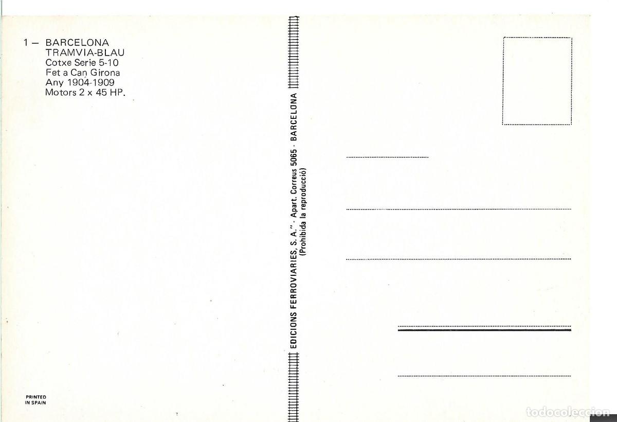 Postales: POSTAL TRAMVIA BLAU N&ordm; 1 - Foto 2