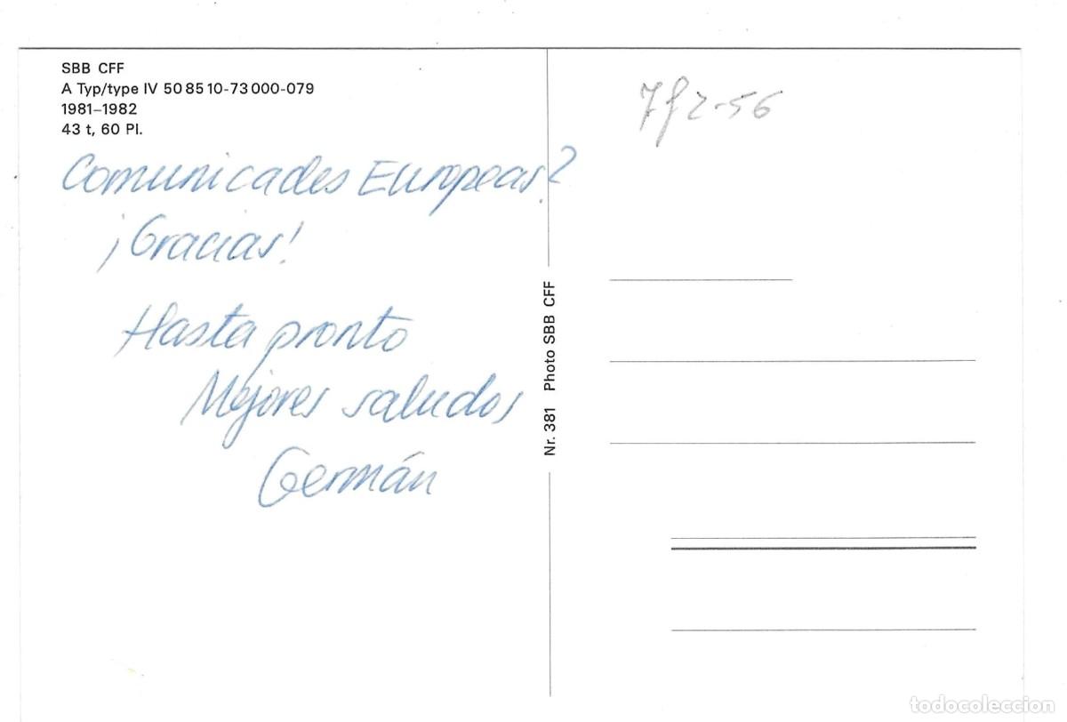 Postales: Postal SBB CFF A Typ IV. 7f2-56 - Foto 2
