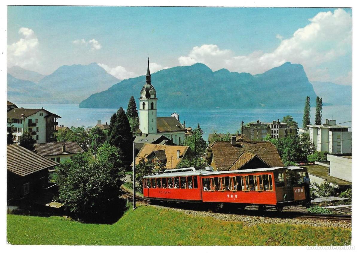 Postales: Postal Vitznau am Vierwaldstattersee mit Rigibahn. 7f2-65 - Foto 1