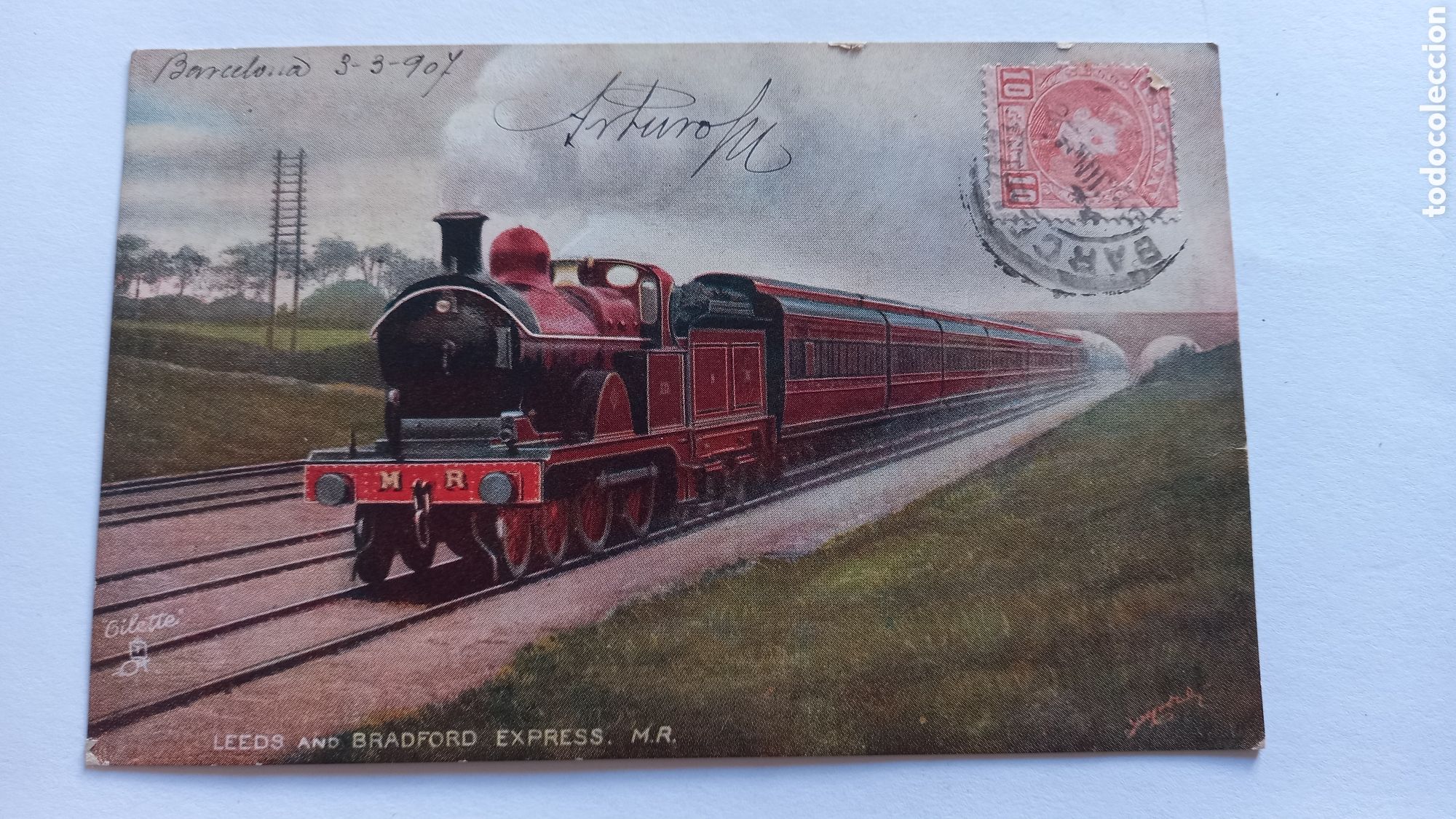 Postales: Postal ilustrada con ferrocarril - Foto 1