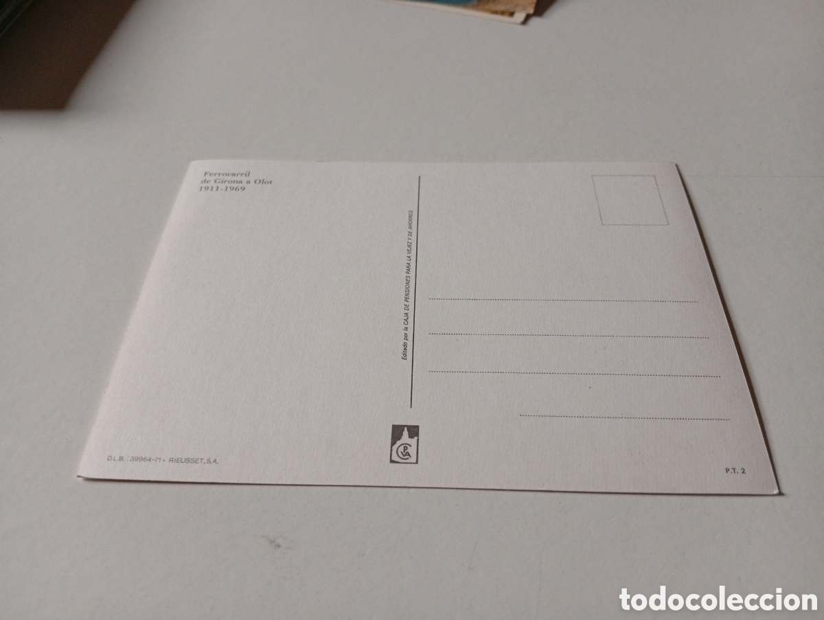 Postales: Postal Ferrocarril de Girona a Olot, dibujo - Foto 2