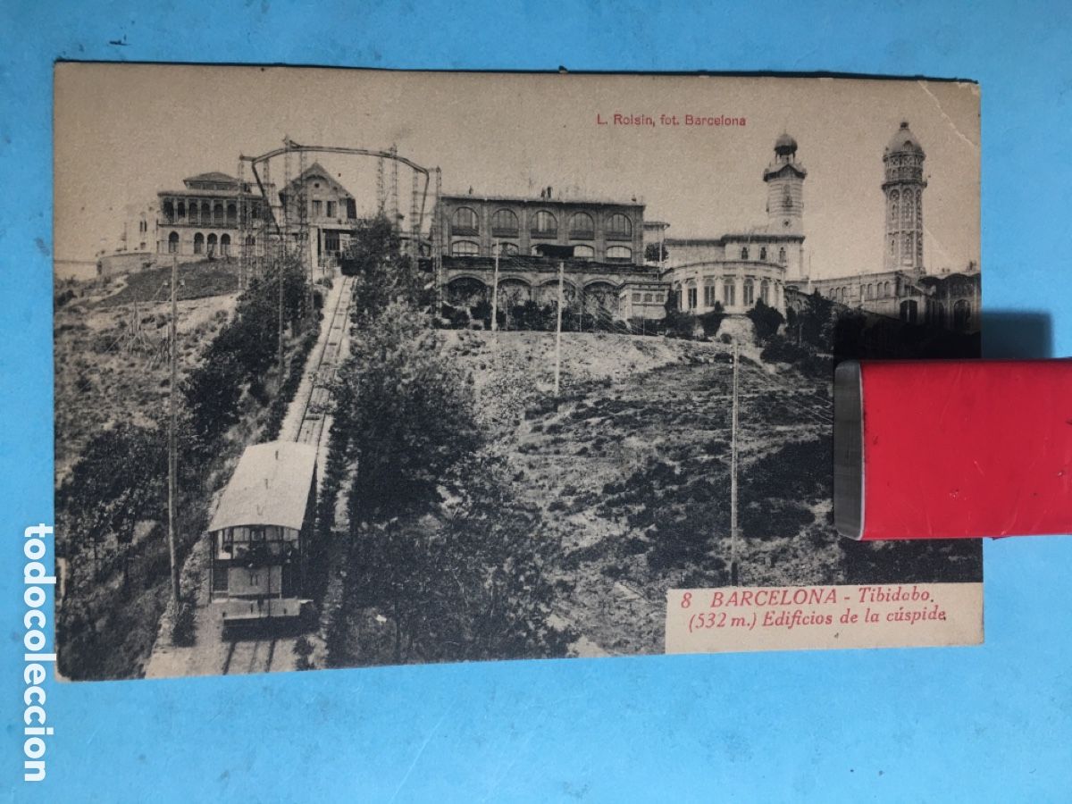 Postales: ANTIGUA B/N ESCRITA 8 BARCELONA FUNICULAR TIDIDABO Y EDIFICIOS DE LA C&Uacute;SPIDE - L. ROISIN - Foto 1