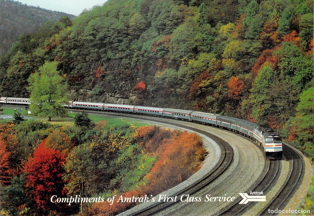 Postales: Postal del Tren Amtrak Broadway Limited en la Curva Horseshoe