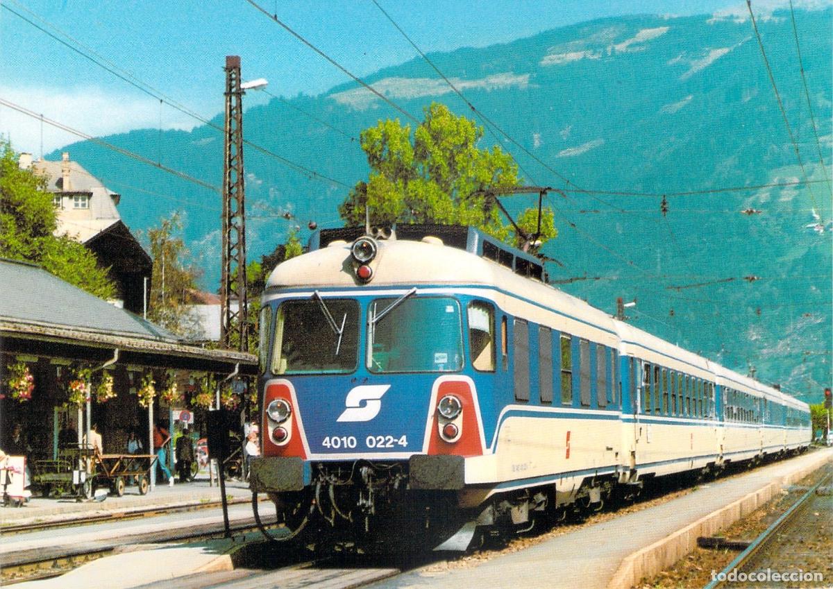 Postales: Postal de Tren El&eacute;ctrico &Ouml;BB 4010 en la Estaci&oacute;n de Zell am See