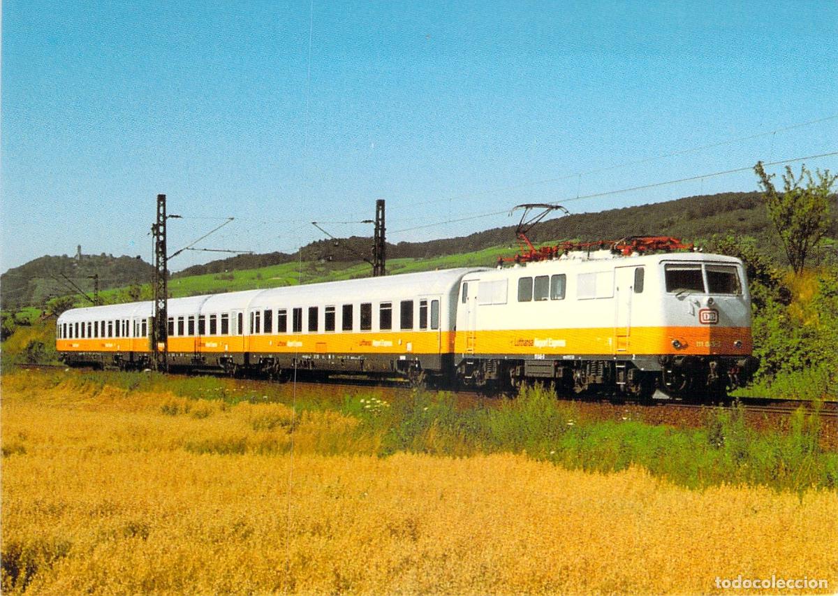 Postales: Postal Tren Lufthansa Airport Express Locomotora El&eacute;ctrica 111 049-3