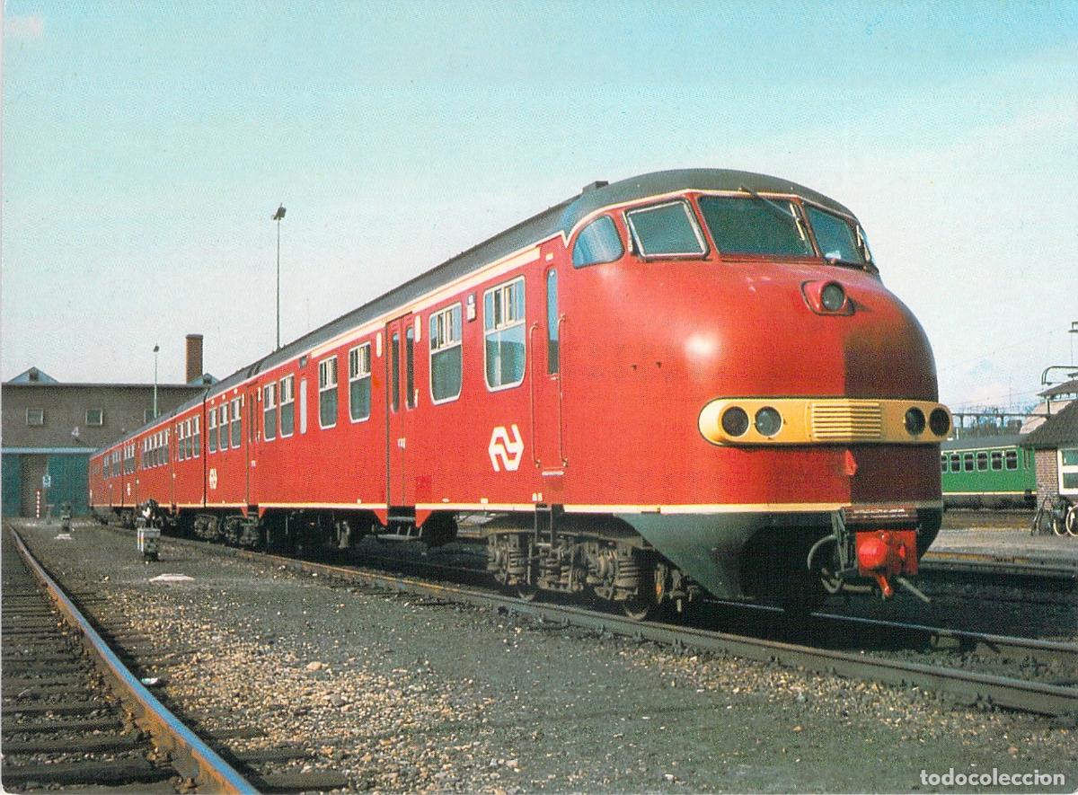 Postais: Postal Tren Di&eacute;sel-El&eacute;ctrico DE 3 Holanda NS Ferrocarril Rojo