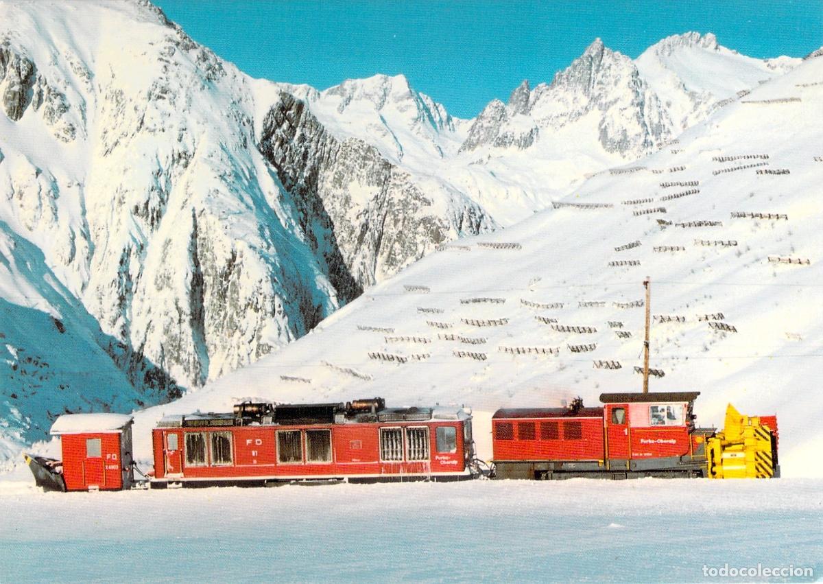 Postais: Postal Tren Furka-Oberalp con Maquinaria Quitanieves en Suiza