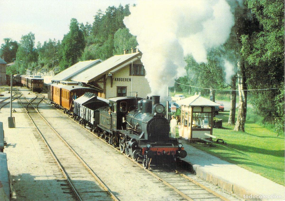 Postais: Postal de la Locomotora a Vapor Tipo 21b en la Estaci&oacute;n de Kr&oslash;deren