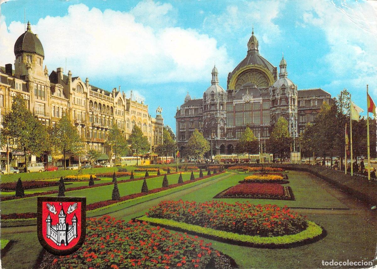 Postais: Postal de la Estaci&oacute;n Central de Amberes, B&eacute;lgica