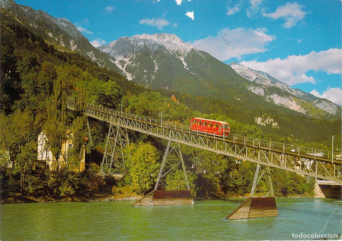 Postais: Postal de Innsbruck Austria Funicular Hungerburgbahn sobre el R&iacute;o