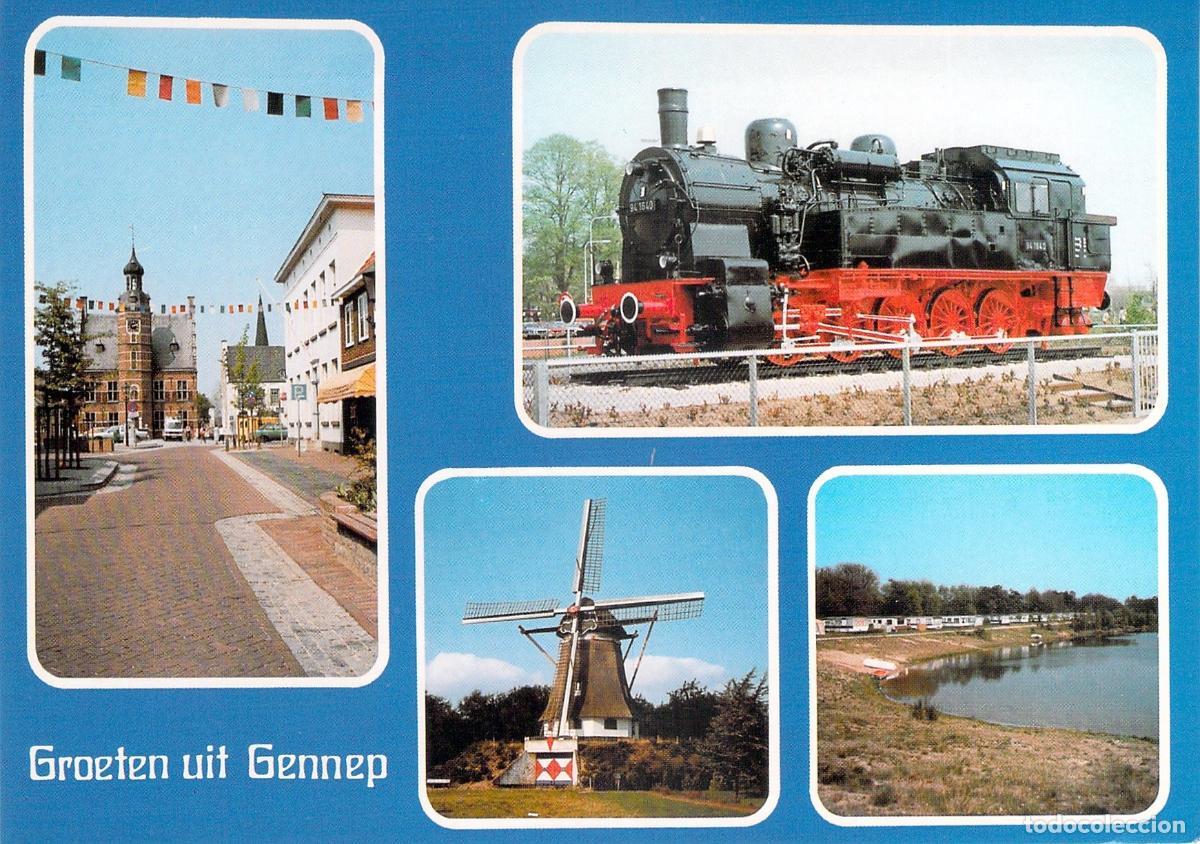 Postais: Postal Multivista de Gennep: Locomotora, Molino y Centro Hist&oacute;rico