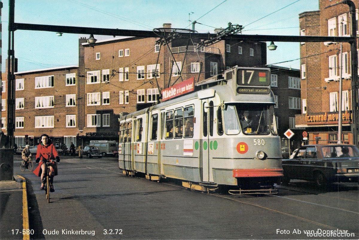Postais: Postal de &Aacute;msterdam con Tranv&iacute;a en Oude Kinkerbrug
