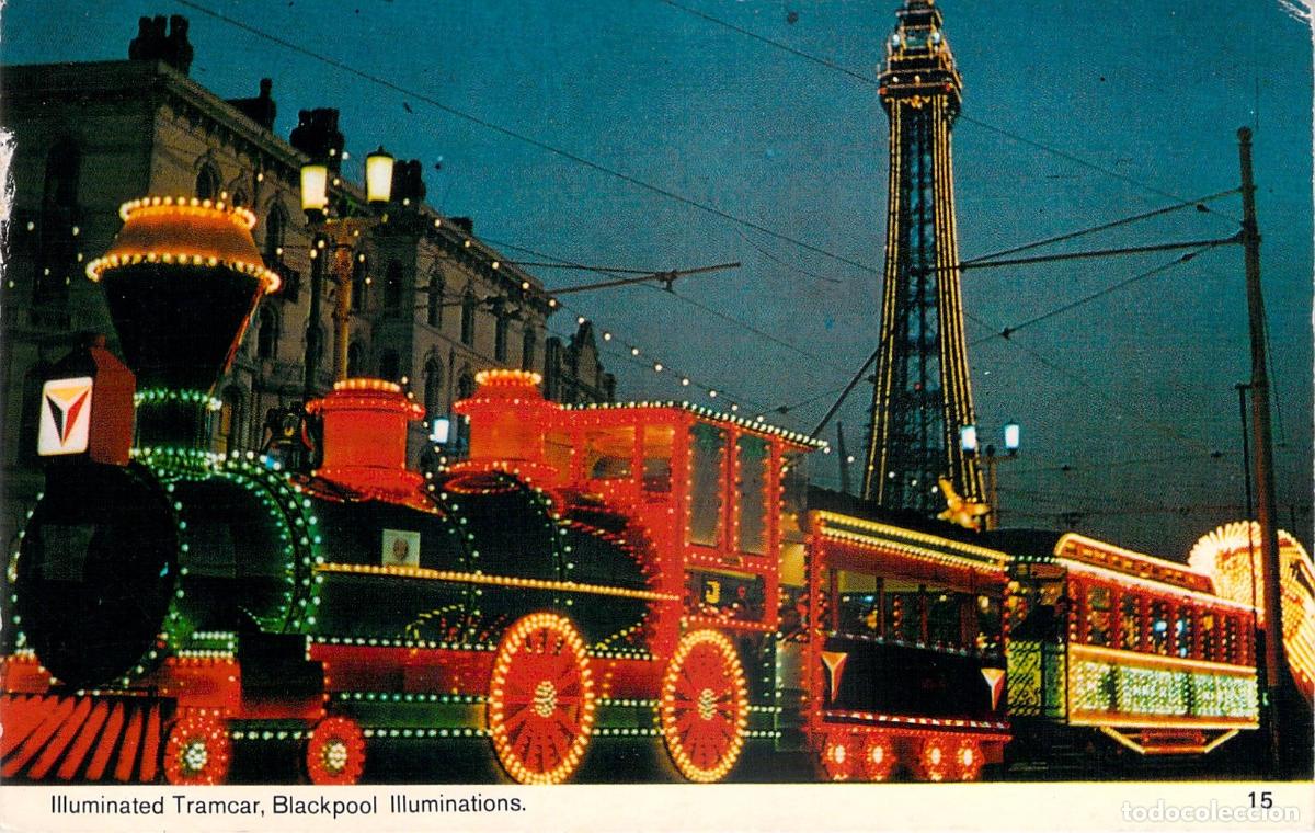 Postales: Postal Tranv&iacute;a Iluminado Blackpool Illuminations Inglaterra