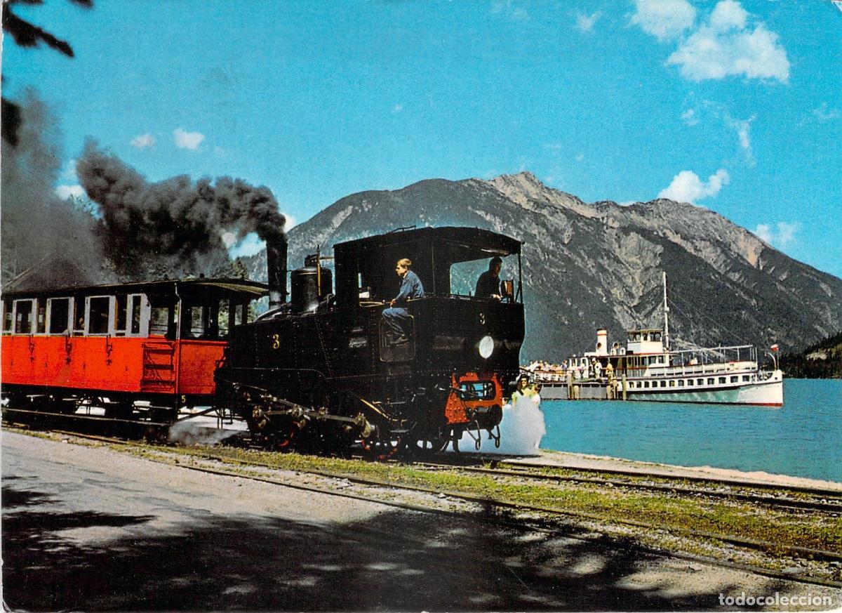 Postales: Postal de la Locomotora de Vapor Achenseebahn y Barco en el Lago Achensee