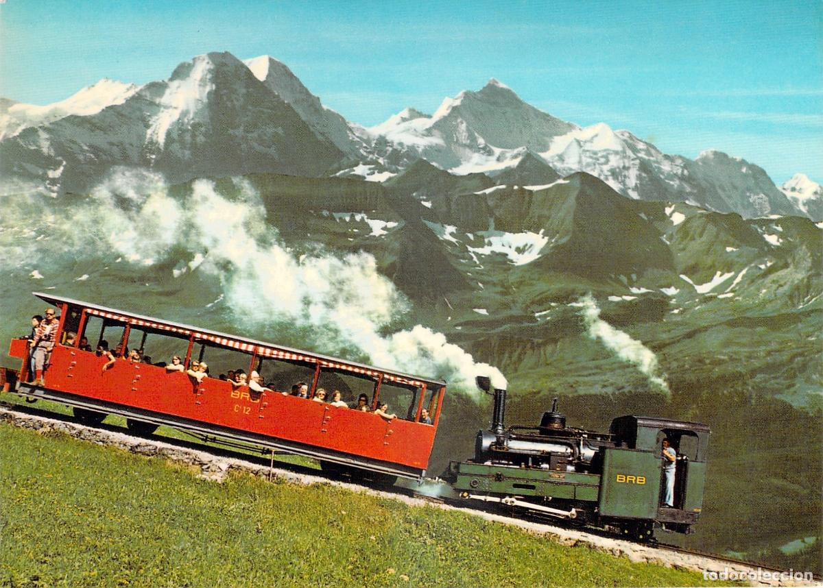 Postales: Postal Tren de Vapor Brienz-Rothorn-Bahn en los Alpes Suizos