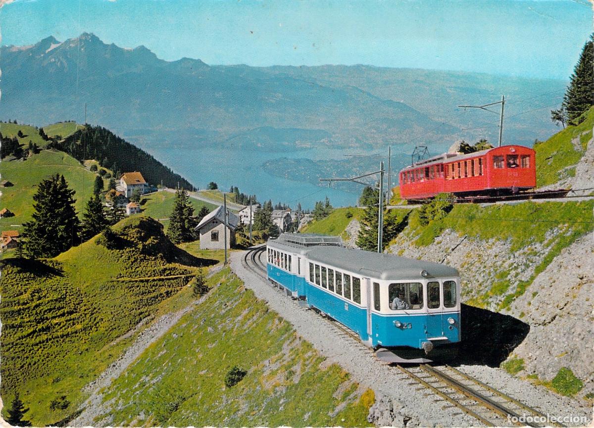 Postales: Postal de Rigi Staffel con Tren de Monta&ntilde;a y Lago Lucerna en Suiza