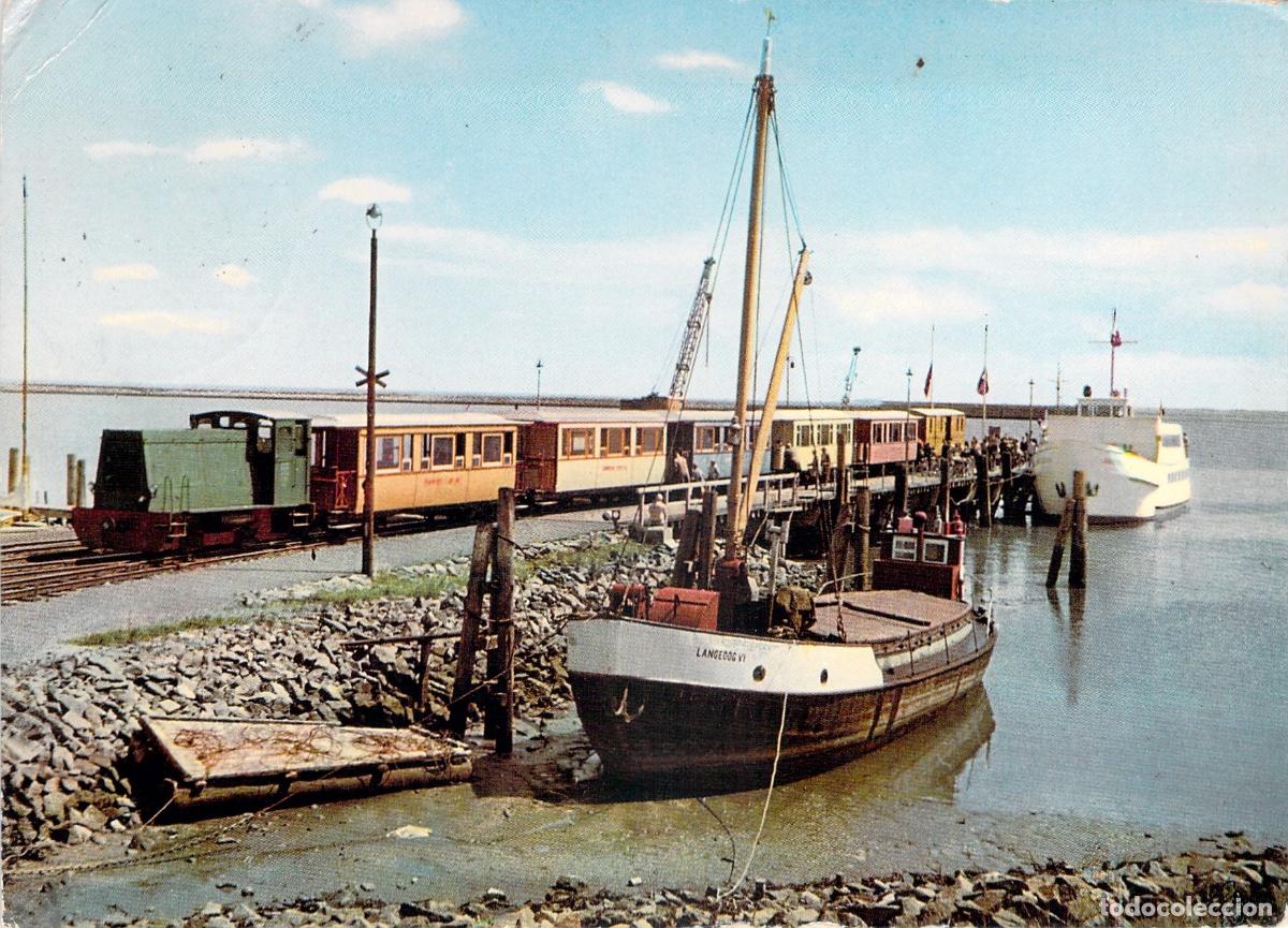 Postales: Postal de Langeoog: Tren de la Isla y Muelle de Pasajeros
