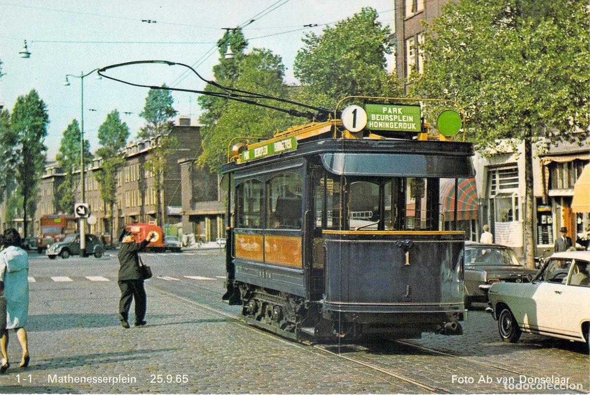 Postkarten: Postal de Tranv&iacute;a en Mathenesserplein, Rotterdam