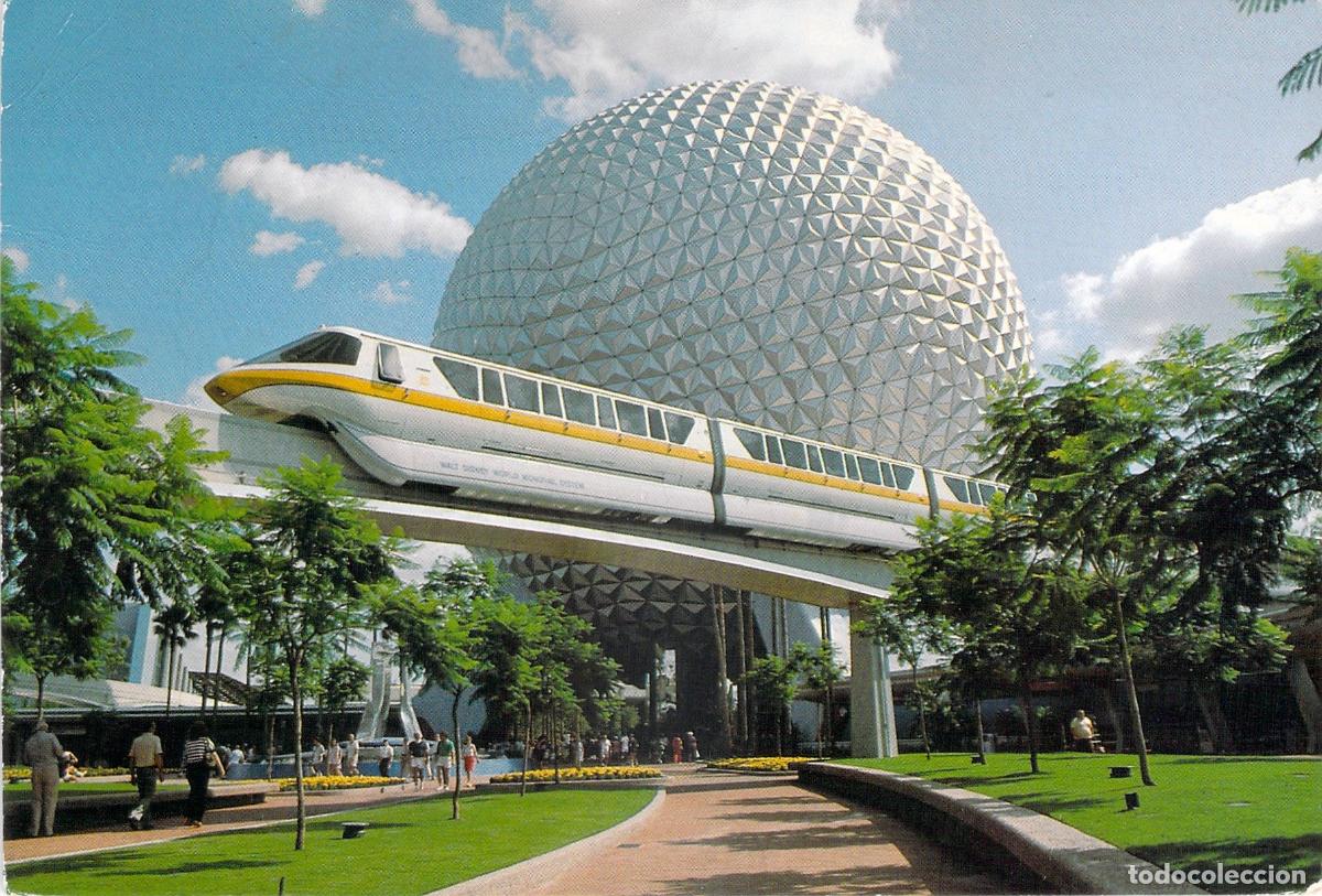 Postales: Postal de Walt Disney World EPCOT Center Spaceship Earth y Monorra&iacute;l