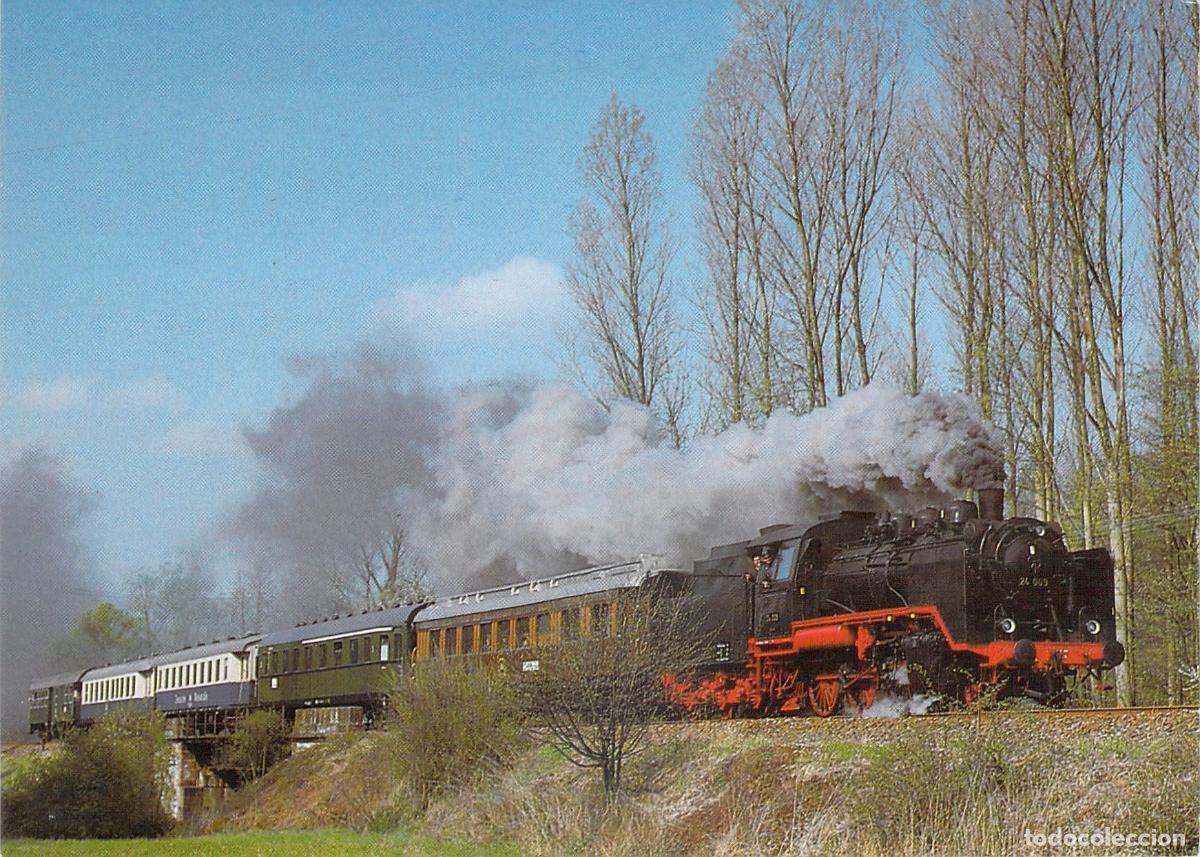 Cartes Postales: Postal Locomotora de Vapor 24 009 y Tren Hist&oacute;rico en Alemania