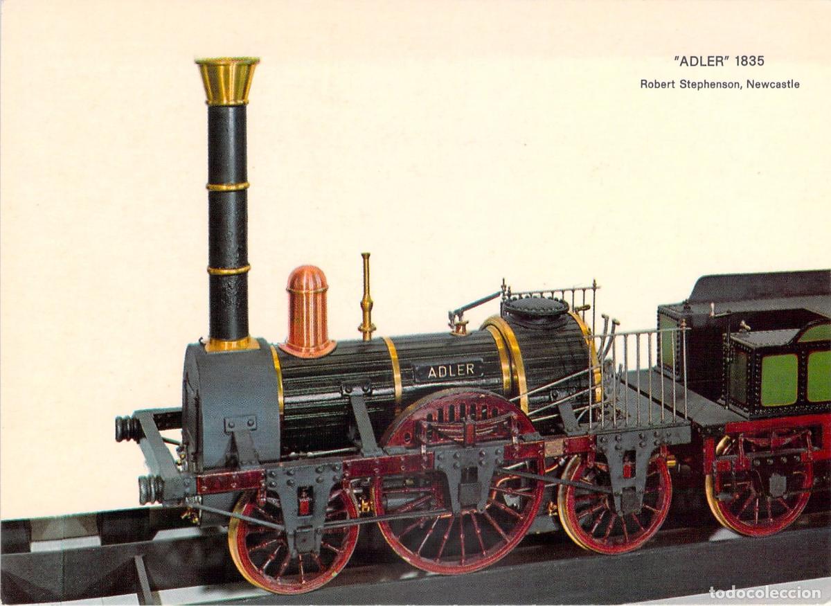 Postales: Postal de la Locomotora de Vapor Adler de Robert Stephenson
