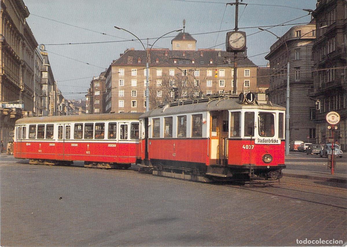 Postales: Postal de Tranv&iacute;a en Viena L&iacute;nea J con Remolque - Foto 1