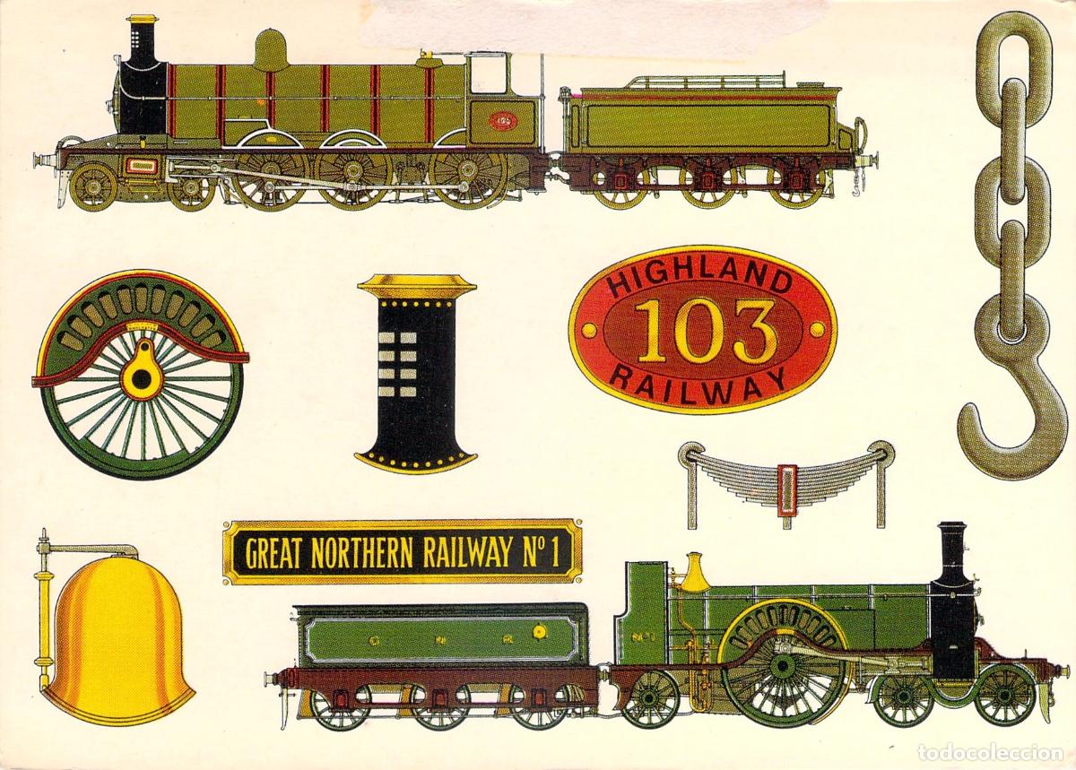 Cartoline: Postal Ilustrada de Locomotoras de Vapor Highland y Great Northern