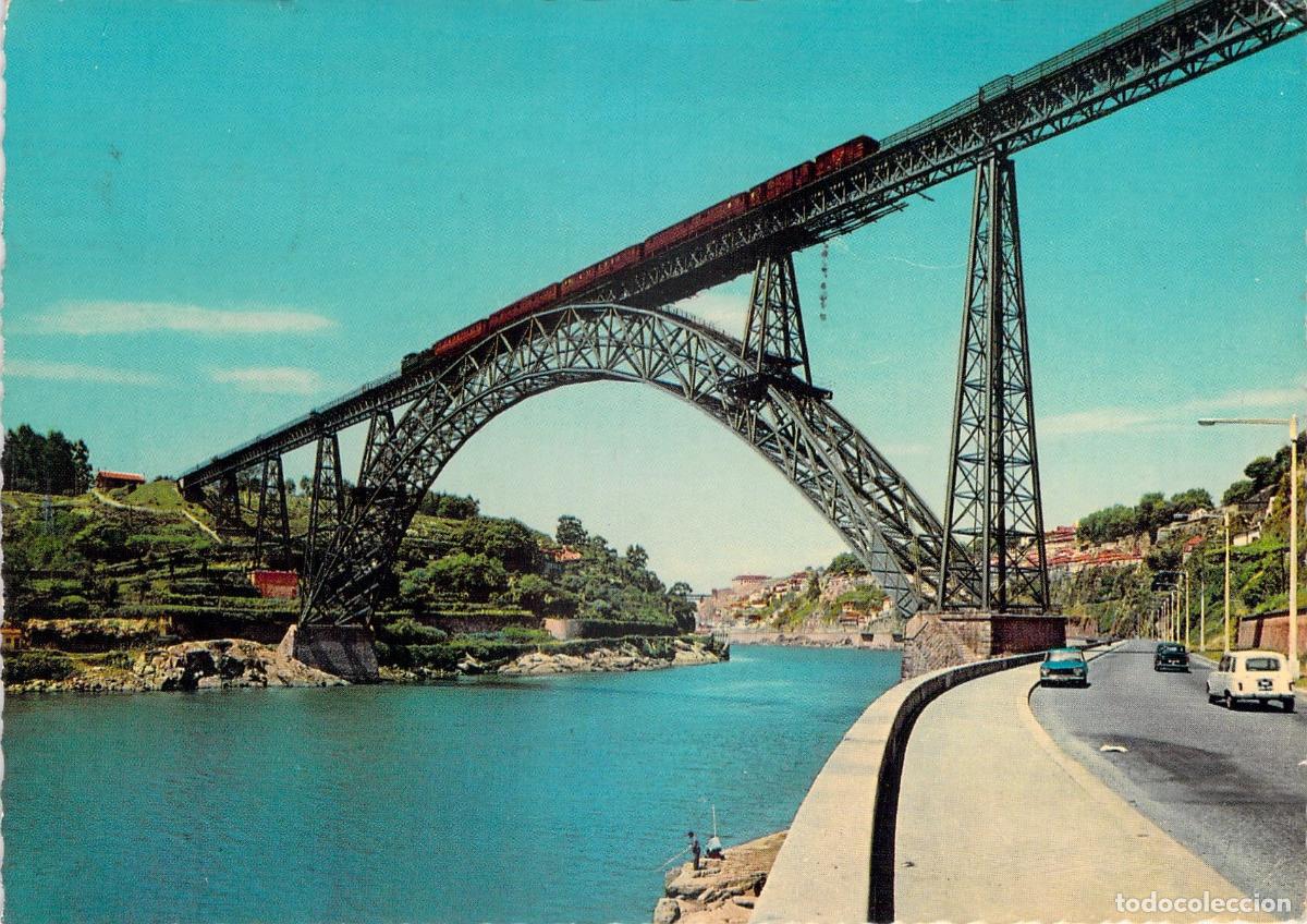 Cartoline: Postal de Oporto, Puente del Ferrocarril sobre el R&iacute;o Duero