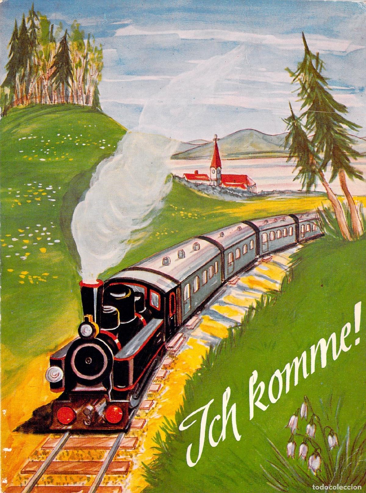 Postales: Postal de Tren a Vapor con Ilustraci&oacute;n de Paisaje Alem&aacute;n