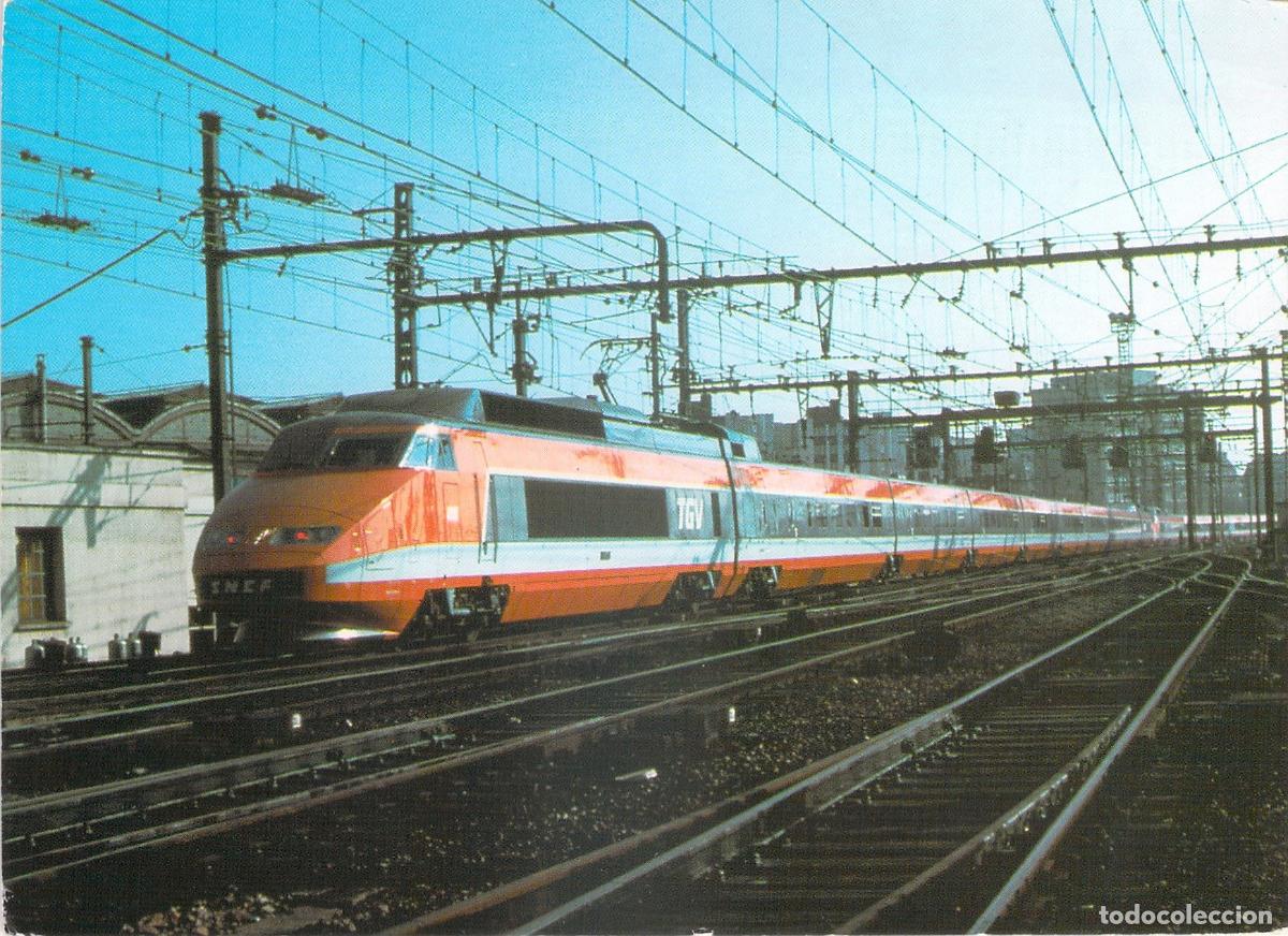 Postales: Tarjeta Postal Tren TGV de Alta Velocidad Par&iacute;s - Lyon SNCF