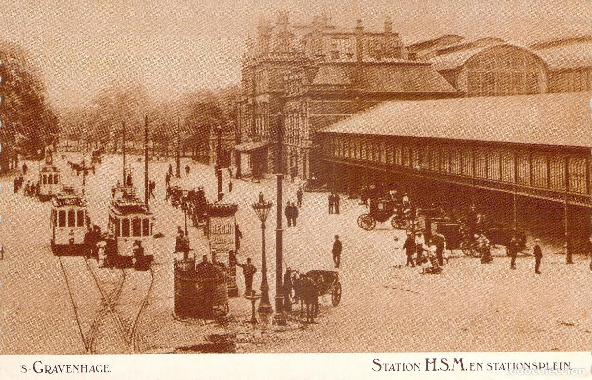Postkarten: Postal de La Haya: Estaci&oacute;n H.S.M. y Plaza de la Estaci&oacute;n