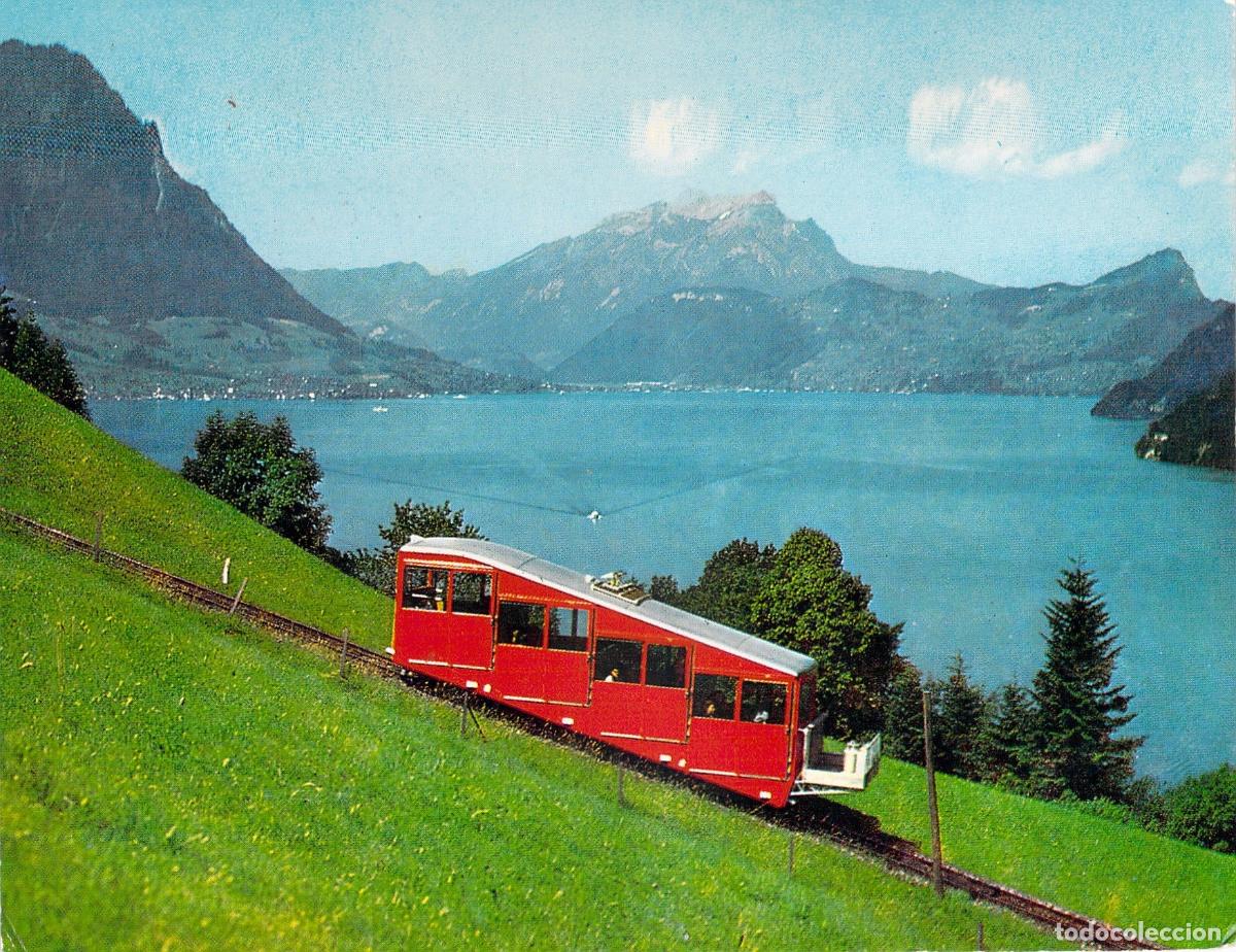 Postales: Postal Funicular Treib-Seelisberg-Bahn, Lago Lucerna y Monte Pilatus