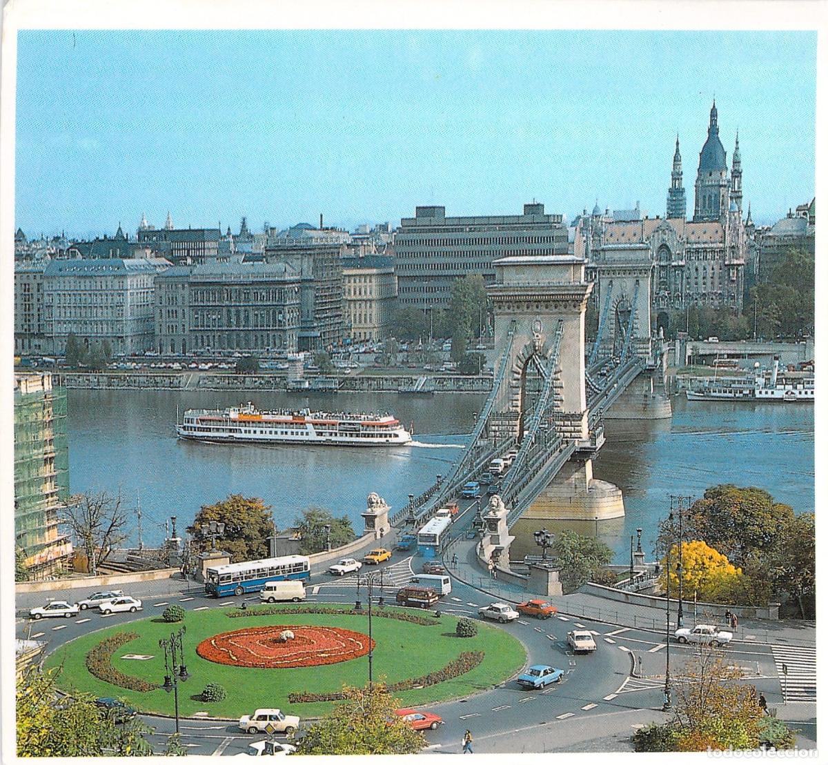 Postales: Postal Panor&aacute;mica de Budapest, Puente de las Cadenas y R&iacute;o Danubio