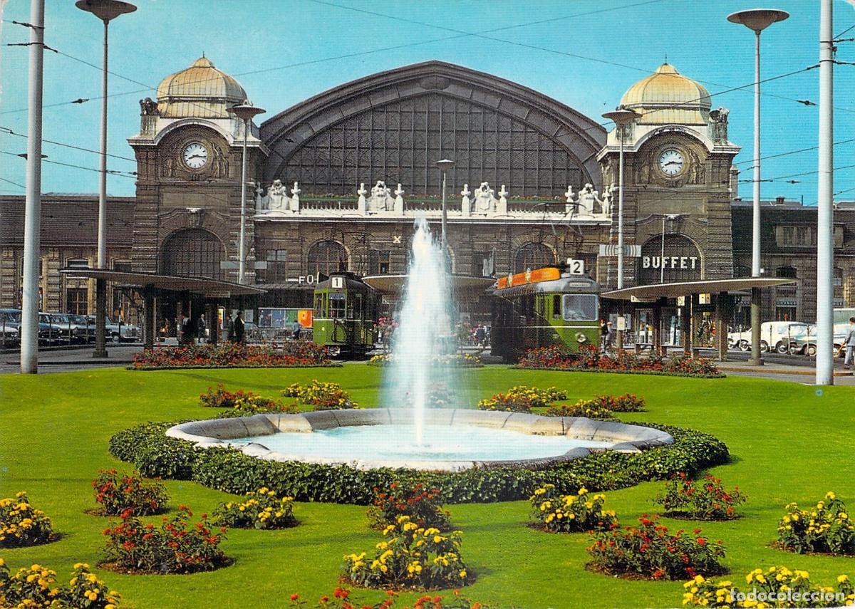 Postales: Postal de la Estaci&oacute;n Central de Trenes de Basilea, Suiza